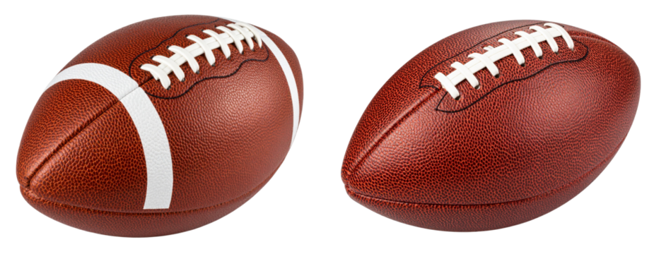  Classic American Football with Brown Leather and White Laces, isolated on transparent background PNG