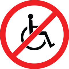 Not suitable for wheelchair users vector icon. no access for wheelchair symbol