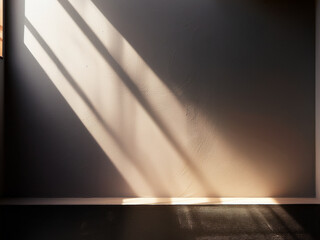Abstract diagonal light beams creating minimalist wall composition
Light and shadow forming abstract geometry on clean architectural wall