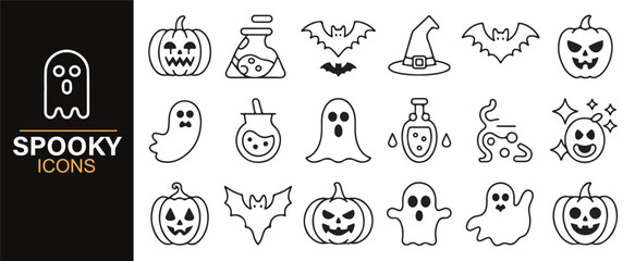 Vector Halloween Icons for Haunted House and Party Designs