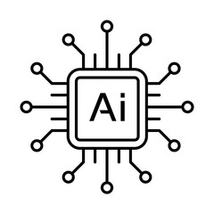 Outline Icon of Microchip Symbolizing Technology Concept of Artificial Intelligence and Computing Innovations in Modern Digital Era