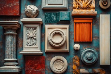 Detailed Color Image of Top View Assortment of Different Architectural Elements