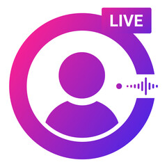 Creative Icon Design for Live Streaming Audio Podcast Profile with Modern Concept and Digital Broadcast Elements in Vibrant Colors