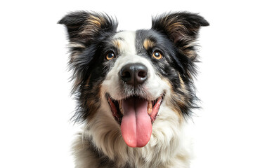 Happy collie dog with open mouth isolated on transparent background