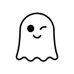A charming monochrome ghost winks, bringing a friendly touch to Halloween spirit with its cheerful presence. vector illustration