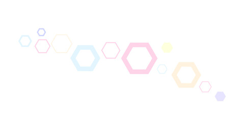 Minimal pastel hexagon pattern on a white background. Soft geometric shapes in pink, blue, yellow, and purple create a modern, abstract design ideal for tech, science, or creative backgrounds.