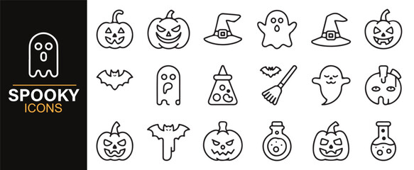 Black and White Halloween Icons for Party Invitations
