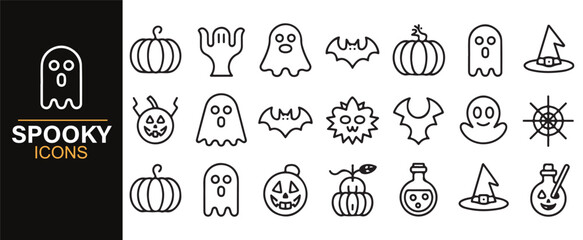 Cute and Creepy Halloween Icons for Graphic Design