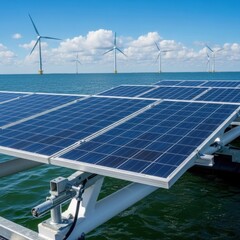 Floating solar panels and wind turbines renewable energy innovation tech