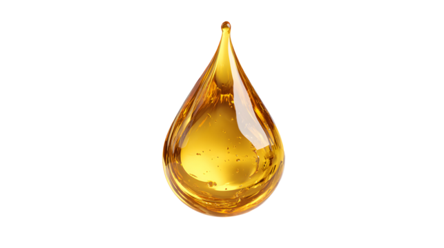 A drop of oil is shown in a glass