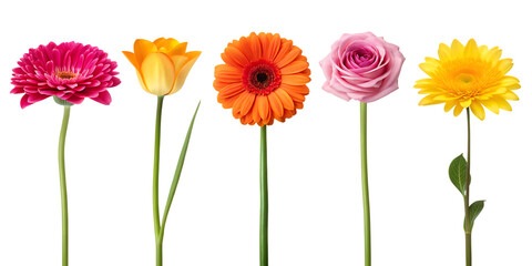 Obraz premium Colorful flower bouquet isolated on black background photo on transparent background