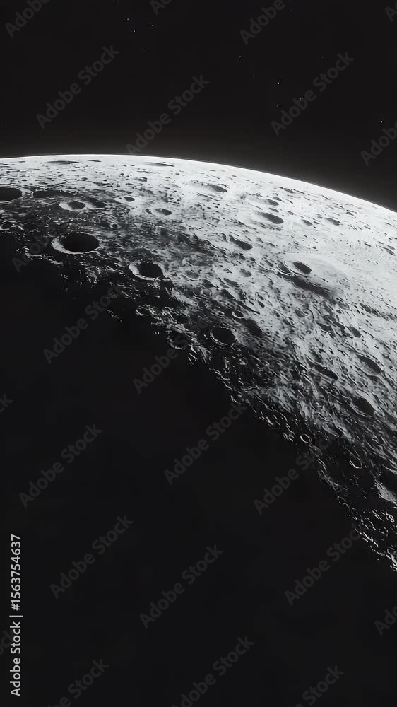 Aufkleber close-up grayscale view of the lunar surface featuring craters and textures illuminated by light and