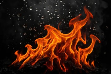 Fototapeta premium A close up of a fire with water droplets on it