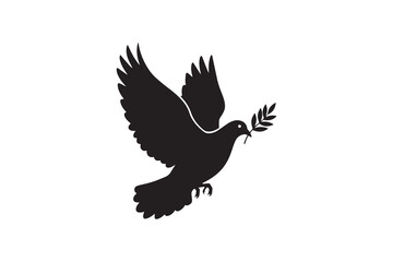 Flying Dove Silhouette Design with Olive Branch