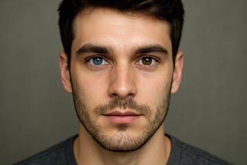 Obraz premium A close up of a man's face with blue eyes