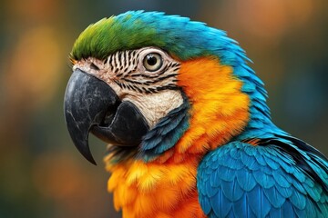 Fototapeta premium A close up of a colorful parrot's head