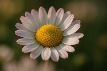 Fototapeta premium A single white flower with a yellow center in a field