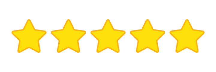 5 stars rating concept. Customer feedback review. Golden 5 star rating icon. Five star rating symbol vector illustration.