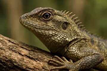 A close up of a lizard on a tree branch
