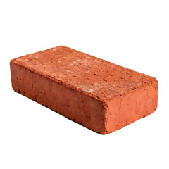 A single red clay brick for construction and building projects isolated on a transparent background png