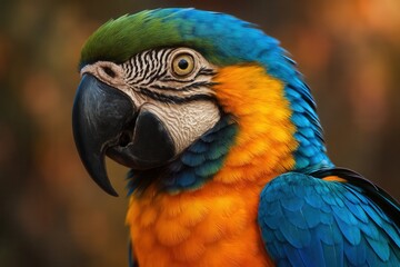 Obraz premium A close up of a colorful parrot's head