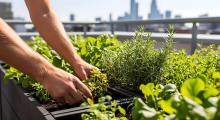 Urban vegetable garden in the city