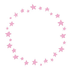 Circle Frame with Stars illustrated in Pastel Pink perfect for Baby shower and anniversary invitation designs