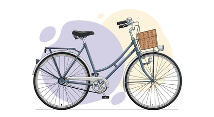 Fototapeta premium Vintage Bicycle with Wicker Basket and Retro Styling for City Commuting and Leisure Rides