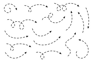 Collection of curved arrows with dashed lines.