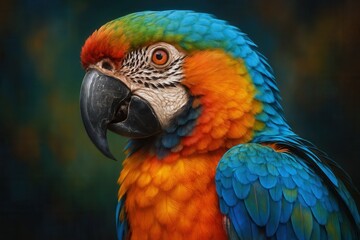 Fototapeta premium A colorful parrot with a black beak sitting on a branch