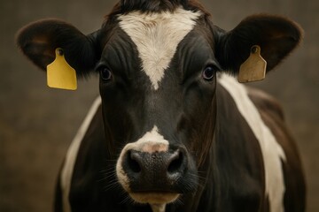 A close up of a cow with a tag on its ear