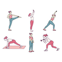 Women’s Fitness and Wellness Vector Icons – Flat, Soft & Female-Centric Style .

