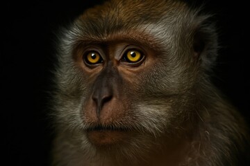 Obraz premium A close up of a monkey's face with yellow eyes