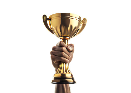 Gold trophy award winning achievement success concept on transparent background
