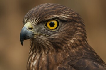 Obraz premium A close up of a bird of prey with yellow eyes