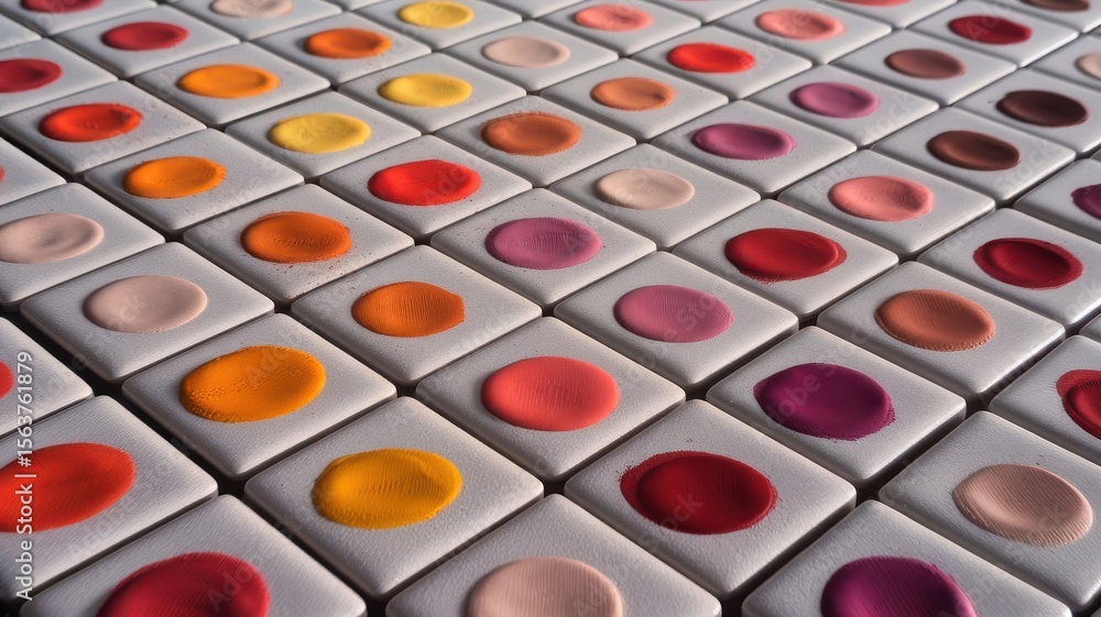 Aufkleber a spectrum of artistic expression with unique painted square tiles