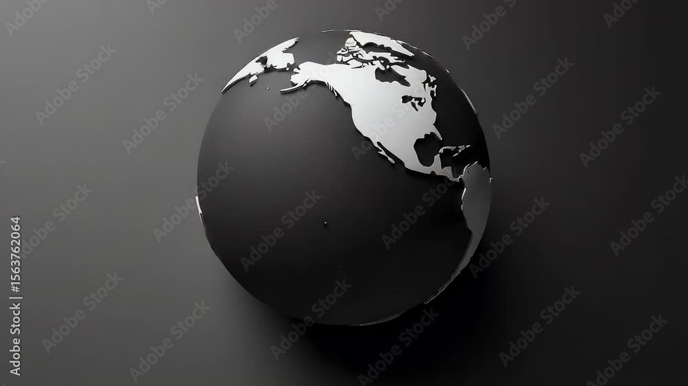 Aufkleber monochrome rendering of a planet featuring bright white landmasses contrasted against a dark gray sp