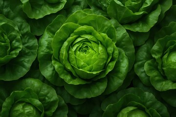 Fototapeta premium A close up of a bunch of lettuce growing in a field