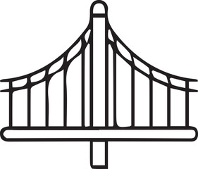 Bridge Line Art Icon, Minimal Suspension Bridge Outline, Infrastructure and Connection Symbol, Modern Bridge Vector Illustration, Architectural Structure Line Graphic