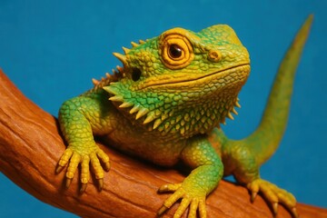 Obraz premium A green lizard sitting on top of a tree branch