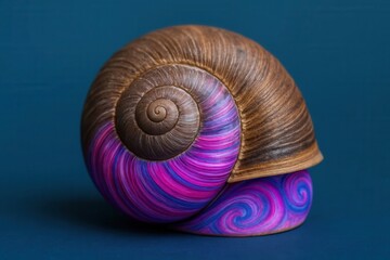 A close up of a snail on a blue background