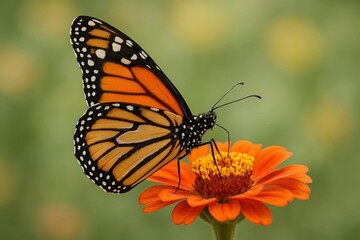 A butterfly sitting on top of an orange flower