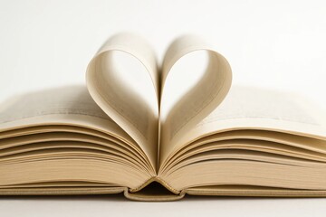 An open book with a heart shaped pages