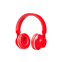 Red wireless headphones for music listening and audio enjoyment on transparent background