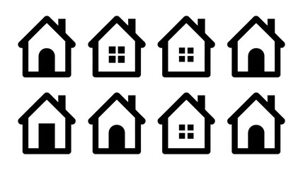 Fototapeta premium Simple House Home Solid Vector Icons Set - Real Estate Building Symbols