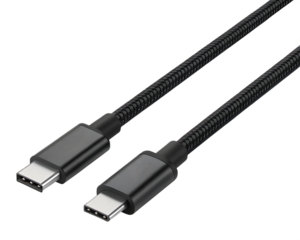 Usb type c cable braided cord connector charger data sync on transparent background