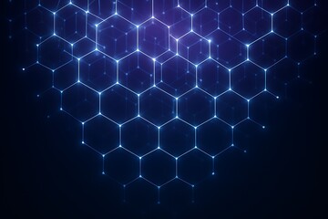 Obraz premium Abstract glowing blue hexagonal network structure on a dark background