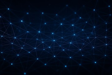Abstract glowing blue network of interconnected points and lines on a dark background