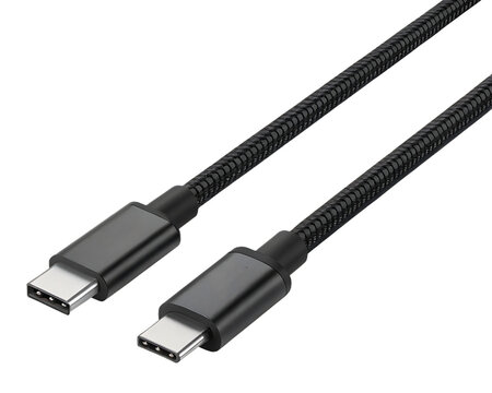 Usb type c cable braided cord connector charger data sync on transparent background