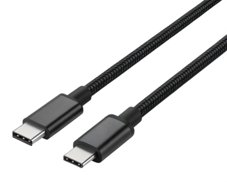 Usb type c cable braided cord connector charger data sync on transparent background